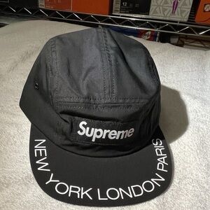Supreme Box Logo New York London Paris 5-Panel Strapback Camp Hat Cap